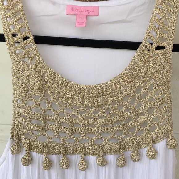 Lilly Pulitzer size large white dress with gold. - Picture 8 of 14